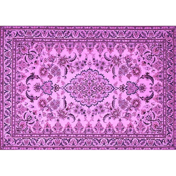 Ahgly Company Indoor Rectangle Medallion Purple Traditional Area Rugs, 3' x 5'