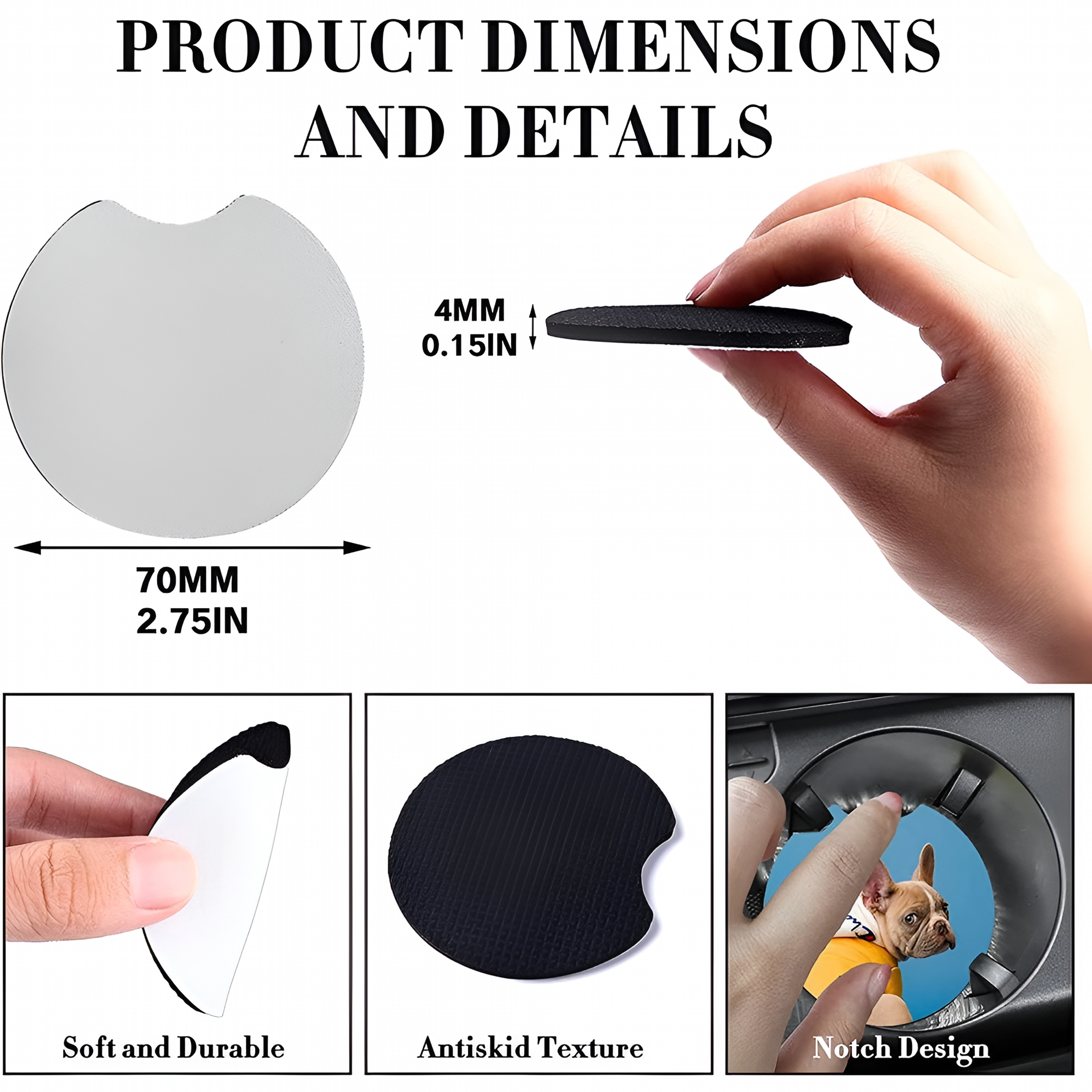 ACDANC 2026 New 100 Pcs of Sublimation Blank Car Coasters,Round Opening Blank Coasters,Used for Sublimation Diy Crafts for Car,Home,Office Car Coasters