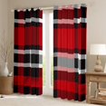 thumbnail image 2 of jejeloiu Red Black Stripes Black Out Curtains,Modern Abstract Geometric Curtains Pack of 2 (42x63 Each),Minimlasim Plaid Grid Bedroom Curtains For Boys Kids,Luxury Bedroom Decor, 2 of 6