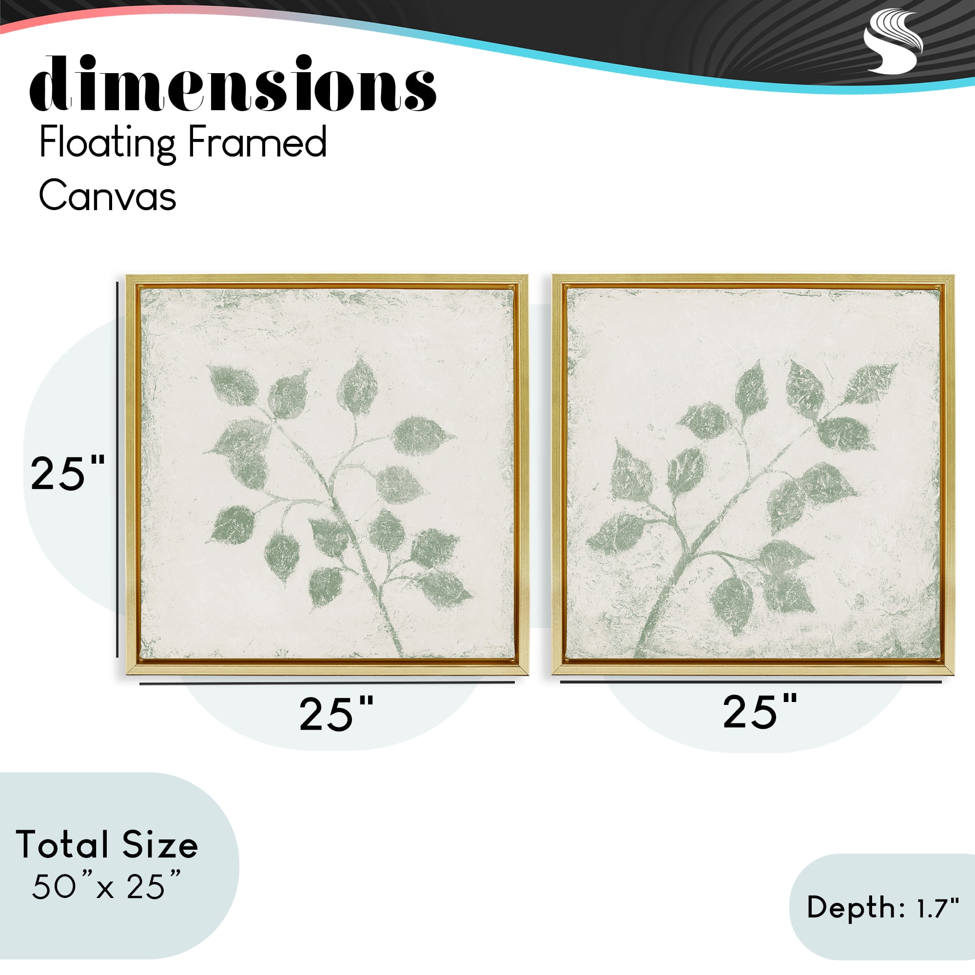 Stupell Industries November Leaves Soft Plants 2 Piece Gold Framed Floater Canvas Set, design by Michael Marcon
