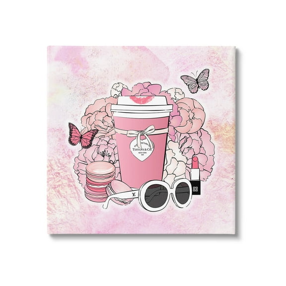 Stupell Industries Stylish Coffee & Flowers Food & Beverage Painting Gallery Wrapped Canvas Art Print Wall Art, 17 x 17