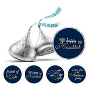 Darling Souvenir Pack of 190 Pcs Hanukkah Jewish Stickers Candy Chocolate Labels-Navy Blue & Goldenrod