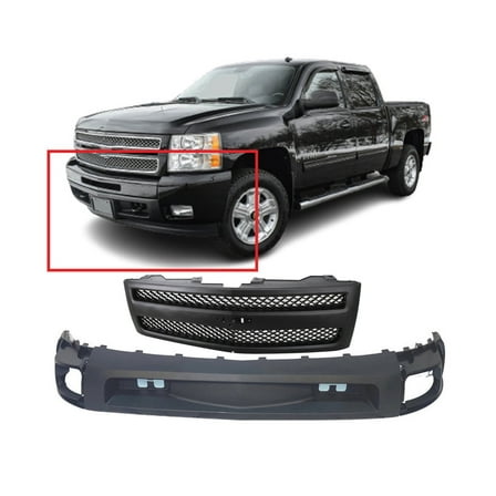 DCP Front Lower Bumper Cover and Grille Kit For Chevrolet Silverado 1500 2007-2013