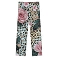 thumbnail image 4 of Leopard Print Pink Roses Flowers Winter Female Pants Flannel High Waist Women Pants Lady Warm Straight Leg Plush Trousers, 4 of 7