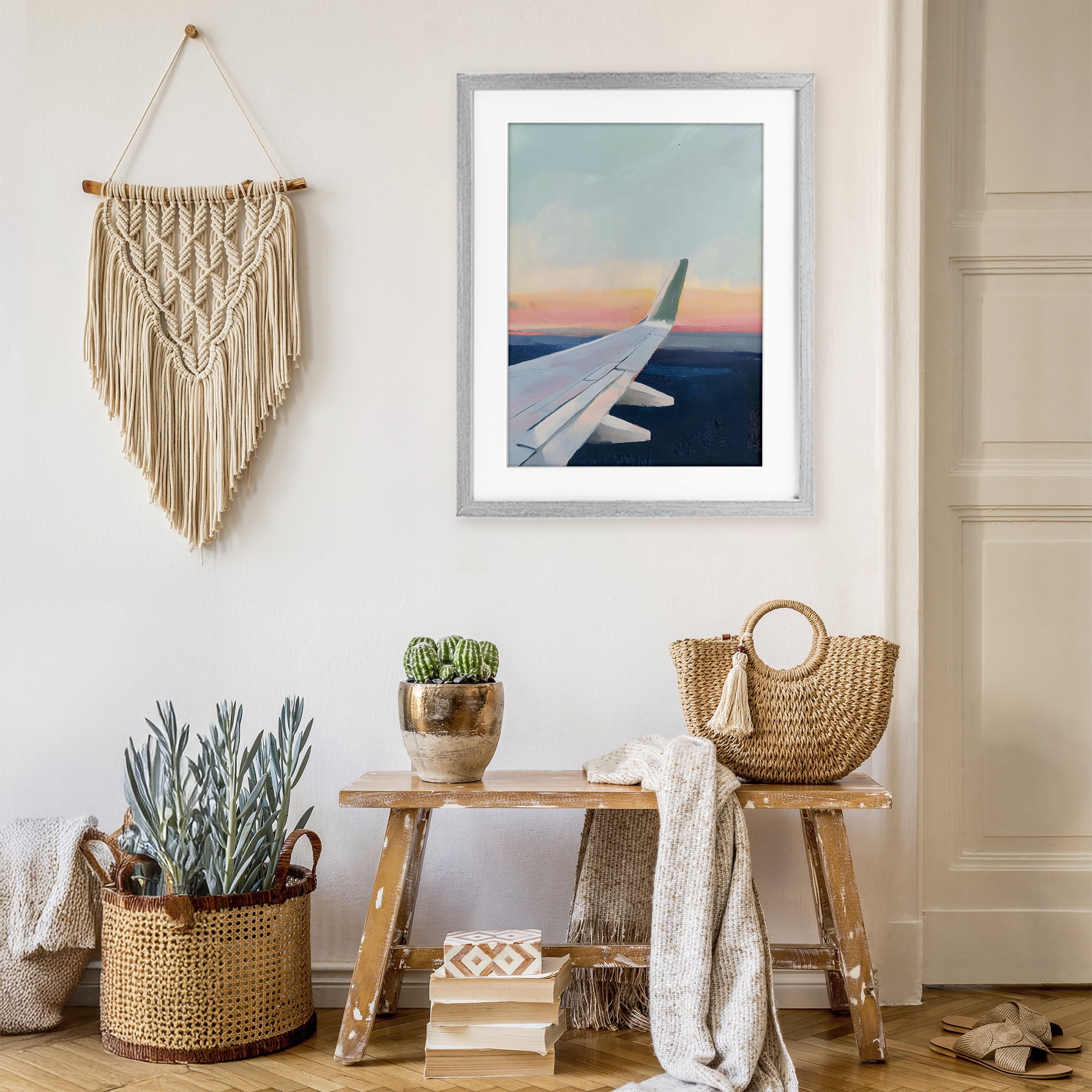 Stupell Industries Airplane Wing Sunset Gray Framed Print Under Glass, design by The Prints Vibe
