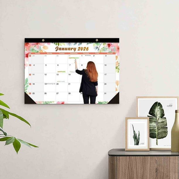 Calendario De Pared-2027 Con Diseño De Acuarela, Gancho Para Colgar, Ideal Para La Organización Del Hogar Y La Oficina.