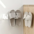 thumbnail image 1 of Estante para colgar zapatillas de montaje en pared | Zapatero de baño no perforado | Gancho de almacenamiento de plástico para paredes de azulejos y vidrio | Sin perforación | Blanco | los, 1 of 6