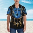 thumbnail image 2 of Honeii Wolf Head And Dreamcatcher Print Men’s Hawaiian Shirt,Classic Button-Down Short Sleeve Shirt, for Beach, Vacation, and Outdoor Activities,Medium, 2 of 7