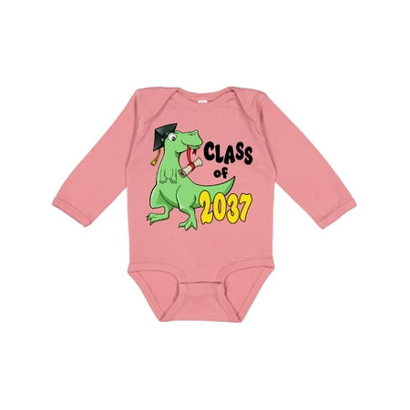 

Inktastic Class of 2037 green dinosaur with cap and diploma Gift Baby Boy or Baby Girl Long Sleeve Bodysuit