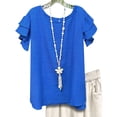 thumbnail image 1 of mfyjkho Tops Para Salir Para Mujer, Blusa Holgada Informal De Color Liso Con Cuello Redondo Y Mangas De Encaje Para Mujer Tops Para Hacer Ejercicio Para Mujer L, 1 of 3