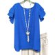 thumbnail image 2 of Camisetas para mujer,Blusa corta con mangas de encaje para mujer, cuello redondo, manga corta, camisa informal de poliéster, corte holgado para uso diario, sopatenor, 2 of 4