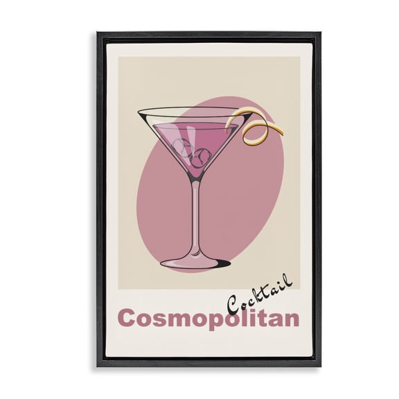 Stupell Industries Art Deco Vintage Cosmo Cocktail Black Floating Frame Canvas Art, 17 x 25, by LSR Design Studio