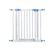 Angle View: ALEKO SG001BL Baby Easy Close Metal Walk-Through Safety Gate Pet Door, White and Blue