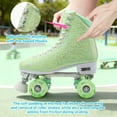 thumbnail image 4 of JZY Light Up Roller Skates for Women and Kids, Quad High-Top PU Leather Skates with Glowing Wheels (Youth Sizes 2-11), 4 of 7