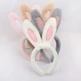 thumbnail image 4 of Skymirror Easter Bunny Ear Headband Patchwork Color Soft Plush Hair Hoop Washing Face Bathroom Girl Headband Head Accessories, 4 of 7