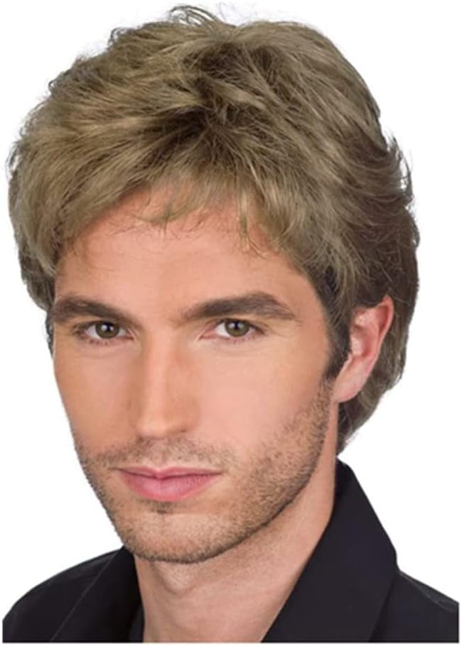 Creamily Mens Wigs Brown Wigs for Men Synthetic Short Hair Wigs with
