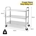 thumbnail image 3 of 3 Tier Heavy Duty Utility Cart with Lockable Wheels 220lb Capacity Stainless Steel Rolling Cart for Kitchen Restaurant Hospital Laboratory and Home（37.4" x 19.7" x 37.4"）, 3 of 8