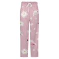 thumbnail image 5 of Flamingo Floral Pink Pattern Winter Female Pants Flannel High Waist Women Pants Lady Warm Straight Leg Plush Trousers, 5 of 7