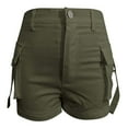 thumbnail image 4 of Tfken Summer Women Shorts Solid Color Button Cargo Mini Shorts With Pockets Fashion Daily Wear Female Soft Clothes Green, 4 of 6