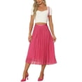 thumbnail image 2 of INSPIRE CHIC Pleated Midi Skirt for Women's Elastic Waist Casual Accordion Skirts XS Hot Pink, 2 of 6