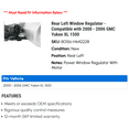 thumbnail image 2 of Rear Left Window Regulator - Compatible with 2000 - 2006 GMC Yukon XL 1500 2001 2002 2003 2004 2005, 2 of 2
