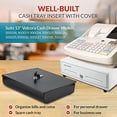 thumbnail image 6 of Volcora Cash Drawer Tray with Locking Cover - 11.7 x 10.3 x 2.3 Inch Metal Cash Lock Box with Lid - 4 Bill/5 Coin Money Organizer for Volocara 13" Fully-Removable Cash Drawers - For Business Use, 6 of 7