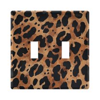 Yayeee Toggle Light Switch Wall Plate 2-Gang 4.56"x4.48" Decorative Outlet Cover, Leopard Pattern