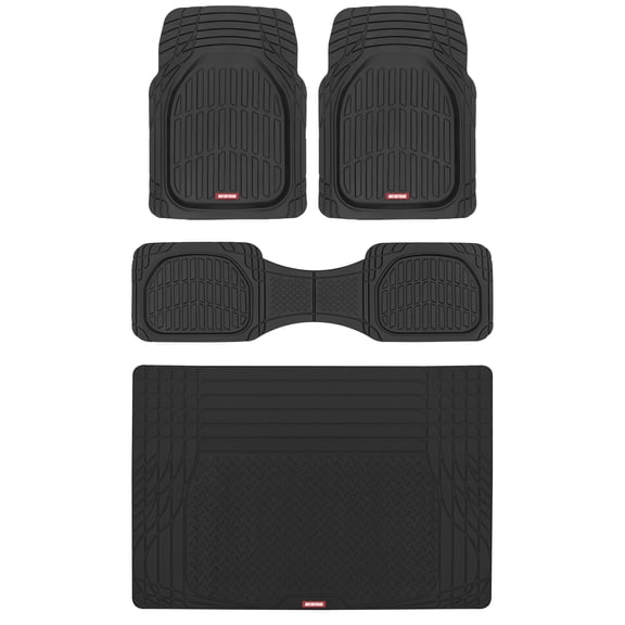 Motor Trend FlexTough Contour Heavy Duty Rubber Car Floor Mats with Cargo Liner - All Weather Full Set Front & Rear Floor Mats fits Most Cars Truck SUV, Automotive Floor Mats