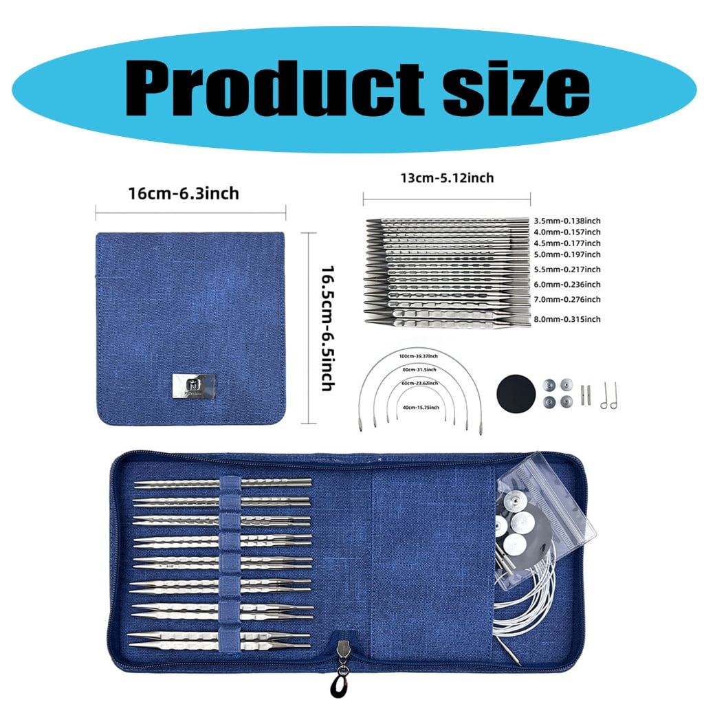 CIYISON Square Knitting Needle Size 3.5mm-8.0mm Circular Knitting Needle Set for Knitting