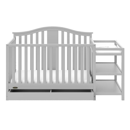Photo 1 of Graco Solano 4-in-1 Convertible Crib and Changer with Drawer - Pebble Gray