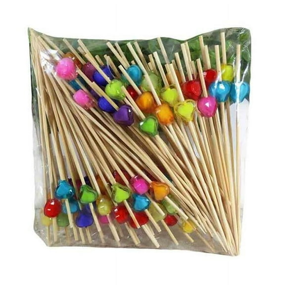 Panda Superstore PS-HOM2566771011-DORIS01738 Disposable Bamboo Heart Fruit Cocktail Picks - 200 Piece