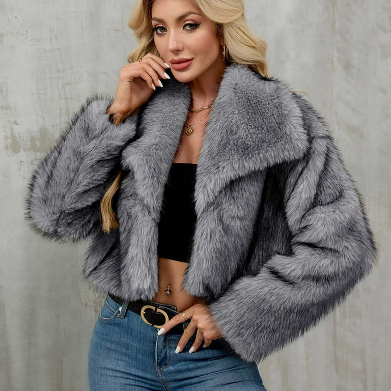 Xdegoge Womens Faux Fur Jacket Coat Trendy 2025 Fluffy Fur Coat