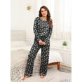 thumbnail image 2 of MINTREUS Women's Pajama Set Long Sleeve Sleepwear Set Soft Two Piece Matching Set with Pockets, 2 of 5