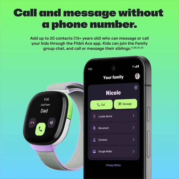 Pre-Owned Fitbit Ace LTE Kids Smartwatch with In-App Calling, Messaging, GPS (Spicy)