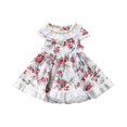 thumbnail image 3 of Enfants Bébé Fille Motif Floral Lotus Feuille Coton Robe Robe d'Été, 3 of 3