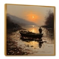 thumbnail image 2 of Designart "Moonlit Fishing by the Lake in Orange and Brown" Transportation Framed Wall Art - Orange Boat Fishing Bedroom Framed Canvas Wall Art, 2 of 6