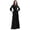 A-Black46, variant on Women's Three Quarter Sleeve Belted Maxi Dress Pockets Round Neck Formal Evening Party Gown