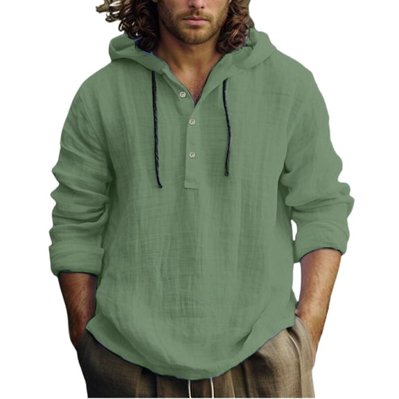 Krdevn Hoodies for Men - Men's Casual Hoodie Lightweight Pullover Sweatshirt for Spring Summer Everyday Wear Comfortable Plain Hooded Top - Sweatshirts for Men,Color:GN1,Size:S