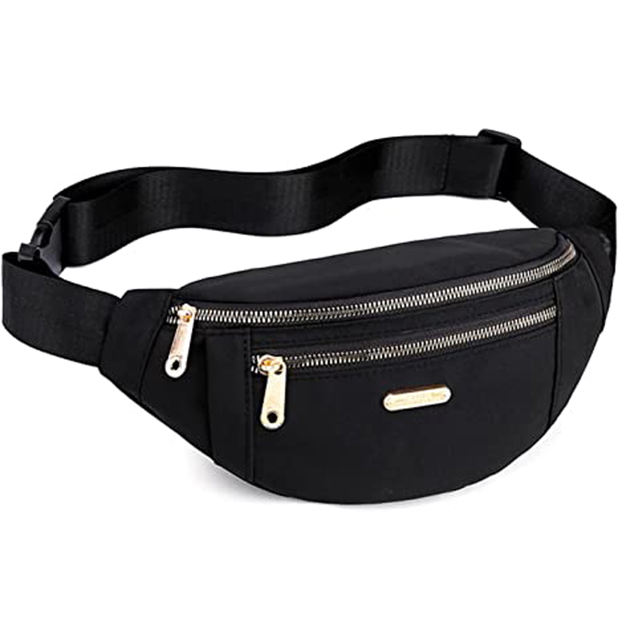 Bveyzi Fanny Pack for Women Men Fashion Small Waist Bag Belt Bag with  Adjustable Strap for Travel Hiking Running (Black)