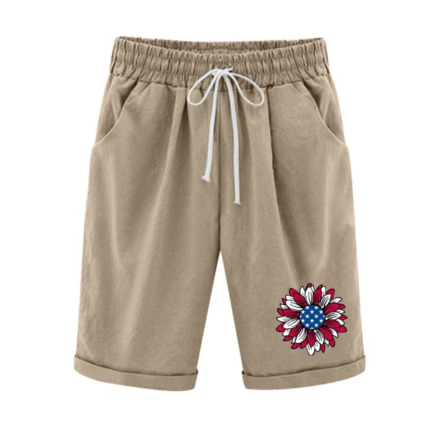 Mujeres Pantalones Cortos Casual Estampado Elástico de la Cintura Medio Pantalones Cortos, Casual con Bolsillos para el Uso Diario