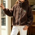 thumbnail image 5 of Girls Fleece Lined Full-Zip Jacket Winter Plush Warm Coats Soft & Cozy Stand-Collar Coat Long Sleeve Soft Outerwear with Pockets 1-12Y, 5 of 8