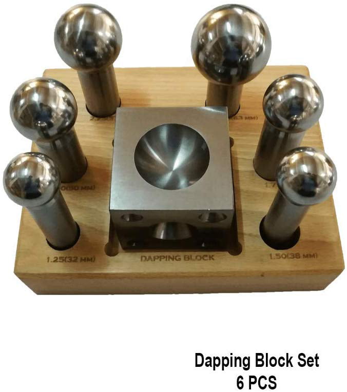J1328 XL Steel Doming Dapping 6 Piece Punch Set 32-63mm Punches & Block 