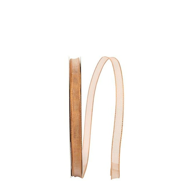 Reliant Ribbon 60235W-085-15K 0.375 in. 50 Yards Mesh Metallic 2 Wired Edge Ribbon, Copper