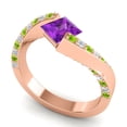thumbnail image 2 of 1.25 Ct Princess Cut Pink Sapphire & Peridot Gemstone Designer Anniversary Ring for Women Solid 14K Rose Gold Size 10 by Diamond-Capitals, 2 of 8