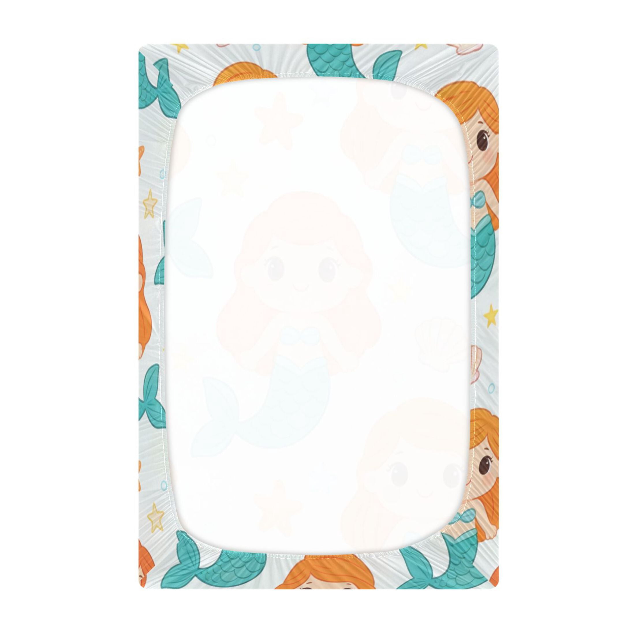 Baby Essentials 39”x 27”- Standard Cotton-like Modal Elastic- White Mermaid Pattern Design Crib Sheets for Newborns and Toddlers