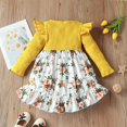 thumbnail image 2 of YEEDISON Baby Dress Children's Dress Autumn and Winter Girls Dress Cotton Letter Flower Print Long Sleeve Thanksgiving Girl Dress 18M-6Y, 2 of 4