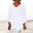 thumbnail image 2 of Yuyuzo Womens Fall Tops V Neck Long Sleeve Irregular Hem Solid Color Basic Pullover Top Tees Blouse Tshirts, 2 of 6