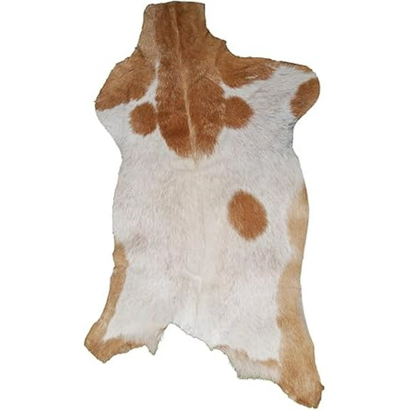 Brown and White Goat Hide Rug | Luxurious Hair-On Leather Goat Skin for Unique Interior Accents