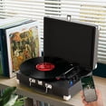 thumbnail image 4 of Portable Vinyl record player C210 ,with 2 Stereo Speakers(3W each), Wireless 3-Speed 33/45/78RPM, Support Headphone Jack/USB/AUX-IN/RCA-Out, 4 of 7