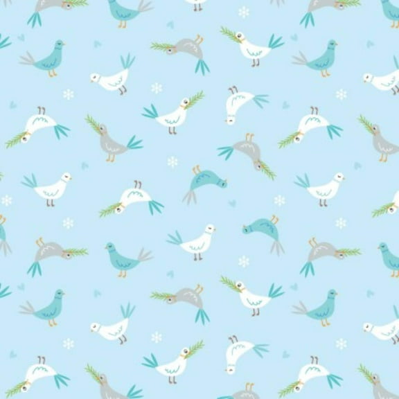 Noah's Journey Doves of Peace Light Blue Cotton Fabric